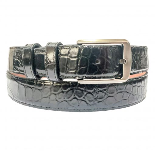 Кожаный ремень Pellagio односторонний 35311-66 черный крокодил