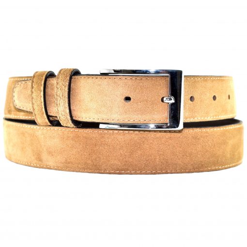 Кожаный ремень Pellagio односторонний 35311-56 песочный велюр