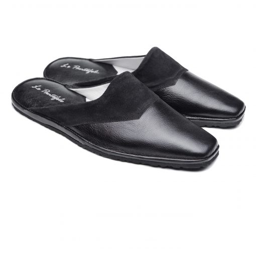 Кімнатні тапочки Pellagio/Le Pantofole 903 чорна напа+замша