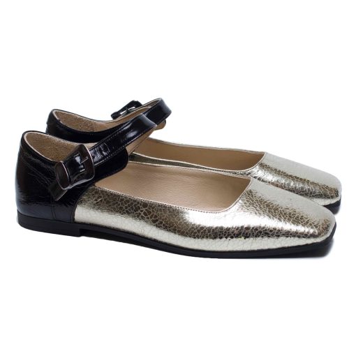 Балетки "мері-джейн" Pellagio 207/9017 золото+чорний